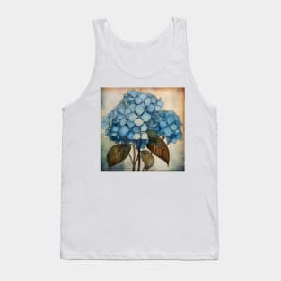 Simple Blue Folk Art Hydrangea Flower Tank Top